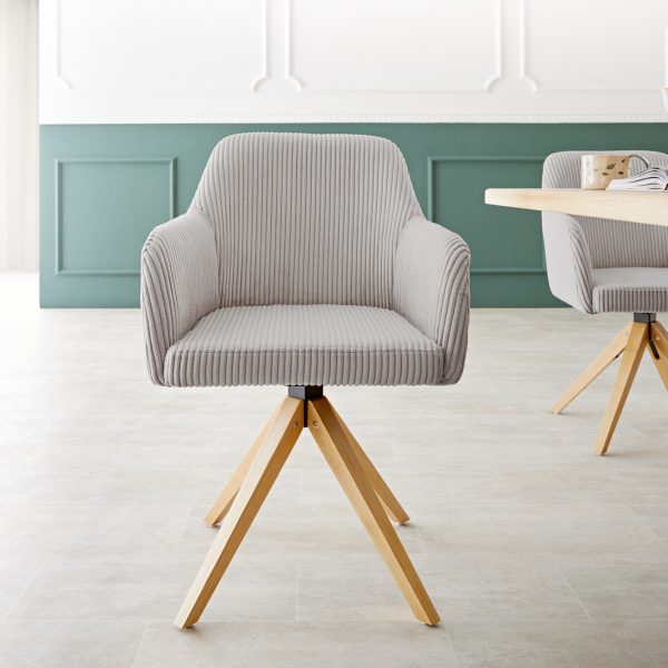 Otočná židle Greg-Flex s područkami Cord Silver Grey Dřevěný rám otočný o 180°