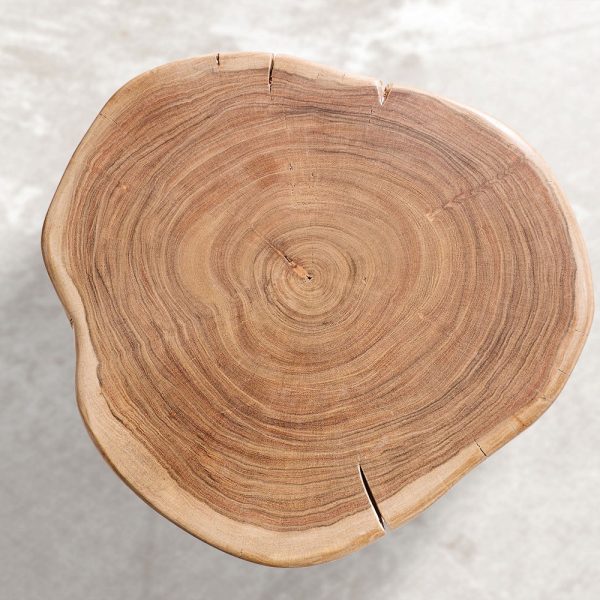 Odkládací stolek Live Edge 42×44 cm přírodní přírodní akácie špalek s kolečky