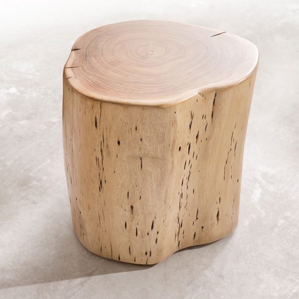 Odkládací stolek Live Edge 42×44 cm přírodní přírodní akácie špalek s kolečky