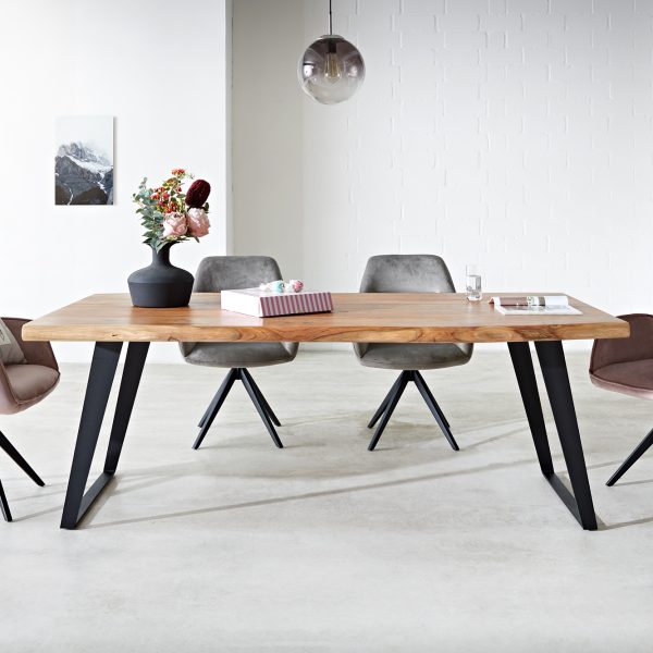 Jídelní stůl Edge 200×100 XL přírodní akácie kov šikmý