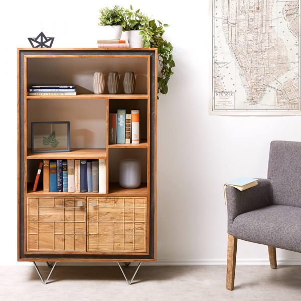 Skříň Stonegrace 88 cm přírodní akácie 3D 2 dvířka