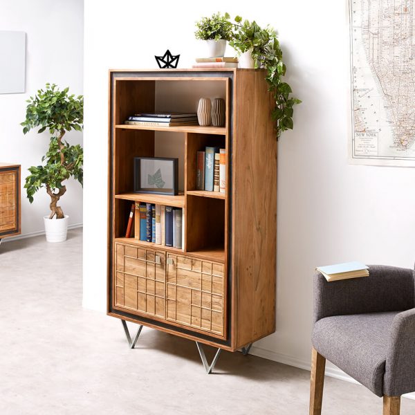 Skříň Stonegrace 88 cm přírodní akácie 3D 2 dvířka