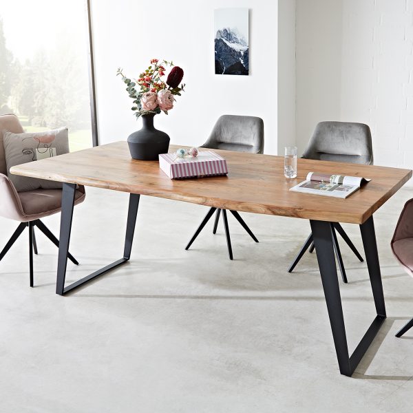 Jídelní stůl Edge 180×90 XL přírodní akácie kov šikmý