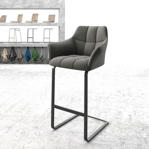 Barová židle Yulo-Flex texturovaná tkanina antracitová konzolová podnož plochá kovová