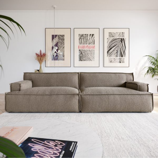 Pohovka Basit 290×110 cm bouclé taupe