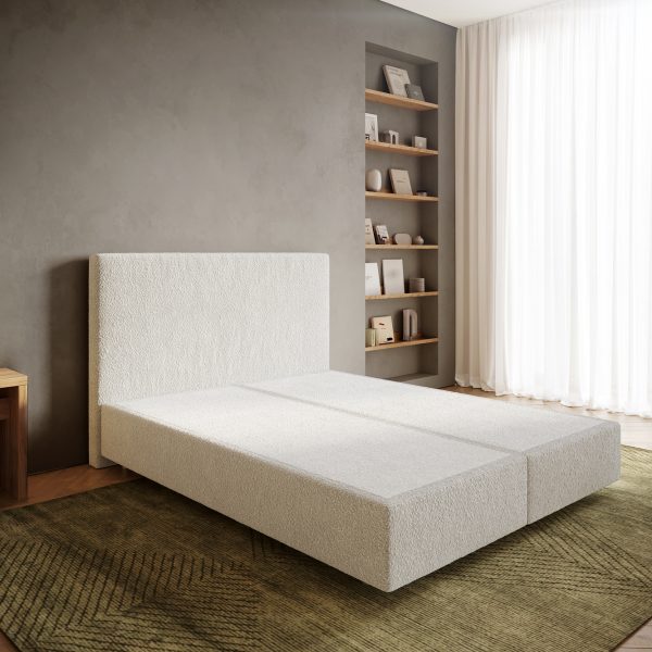 Podnož pro boxspring postele dream-well 160×200 cm bouclé krémově-bílá