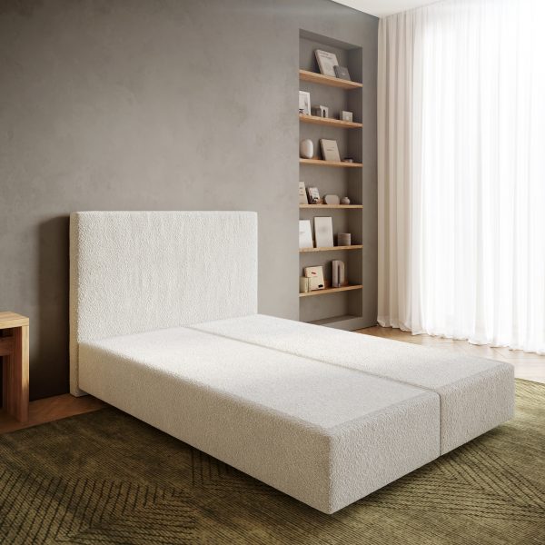 Podnož pro boxspring postele dream-well 140×200 cm bouclé krémově-bílá