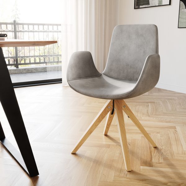 Jídelní židle Ilia-Flex dřevěná podnož zaoblená samet šedý