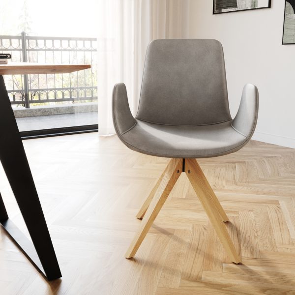Jídelní židle Ilia-Flex dřevěná podnož zaoblená samet šedý