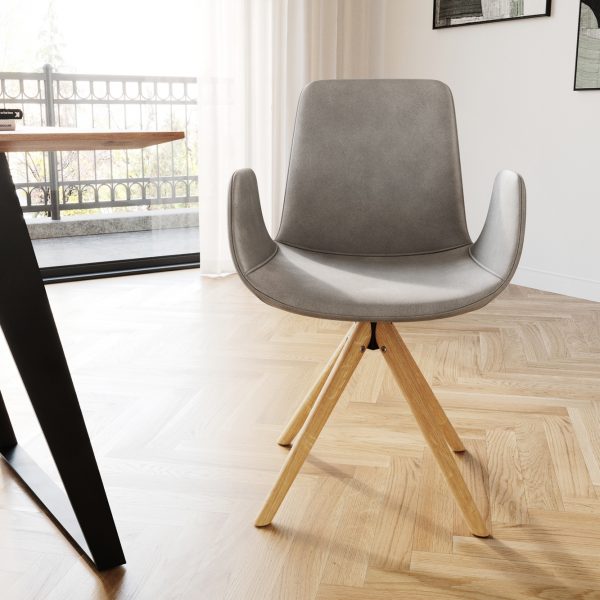 Jídelní židle Ilia-Flex dřevěná podnož samet šedý