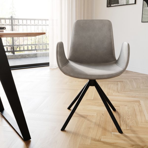 Jídelní židle Ilia-Flex křížová podnož zaoblená otočná černá samet šedý